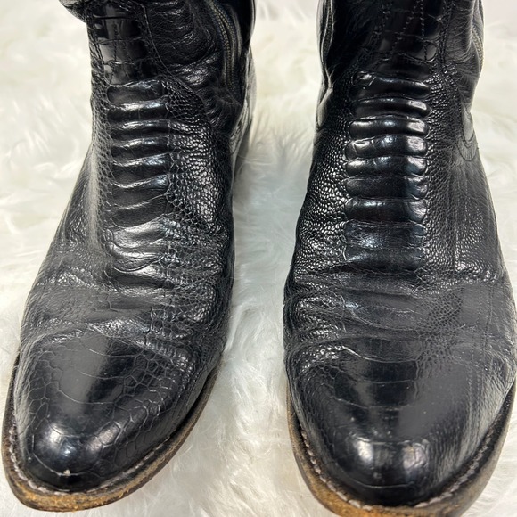 Panhandle Slim Black Ostrich Leather Cowboy‎ Western Boots Mens 9 1/2 - Picture 2 of 9